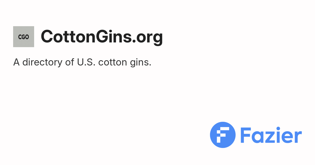 CottonGins.org | Fazier