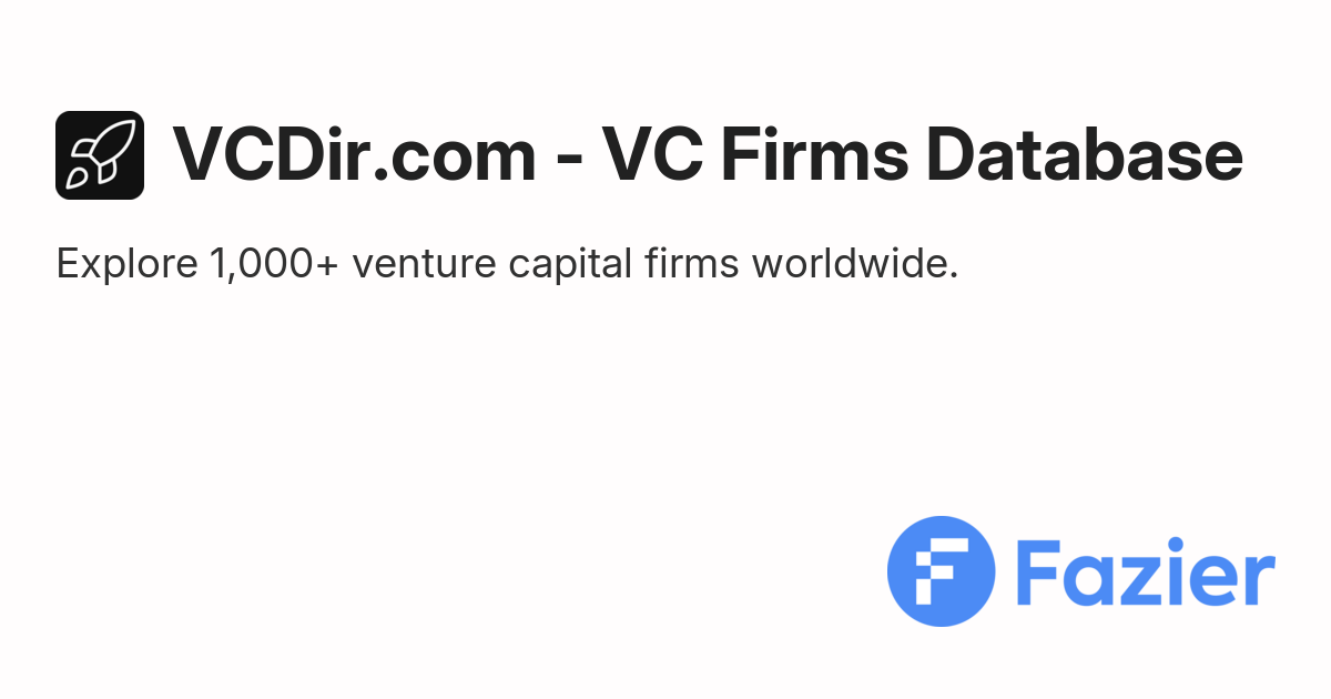 VCDir.com - VC Firms Database | Fazier